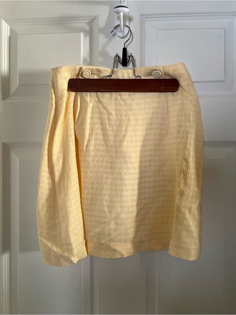 Light Yellow Textured Mini Skirt - Classic A-Line